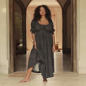 🖤SOLD🖤 DÔEN Ischia Night Songbird Cotton Viscose Puff Sleeve Maxi Dress *READ